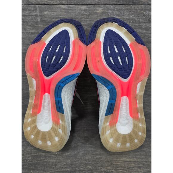 Adidas Ultra Boost 22 White Turbo Indigo Running Shoes Size 9 Womens - Picture 7 of 9